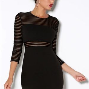 Lulu's Perfect Mesh Black Bodycon Dress in Medium